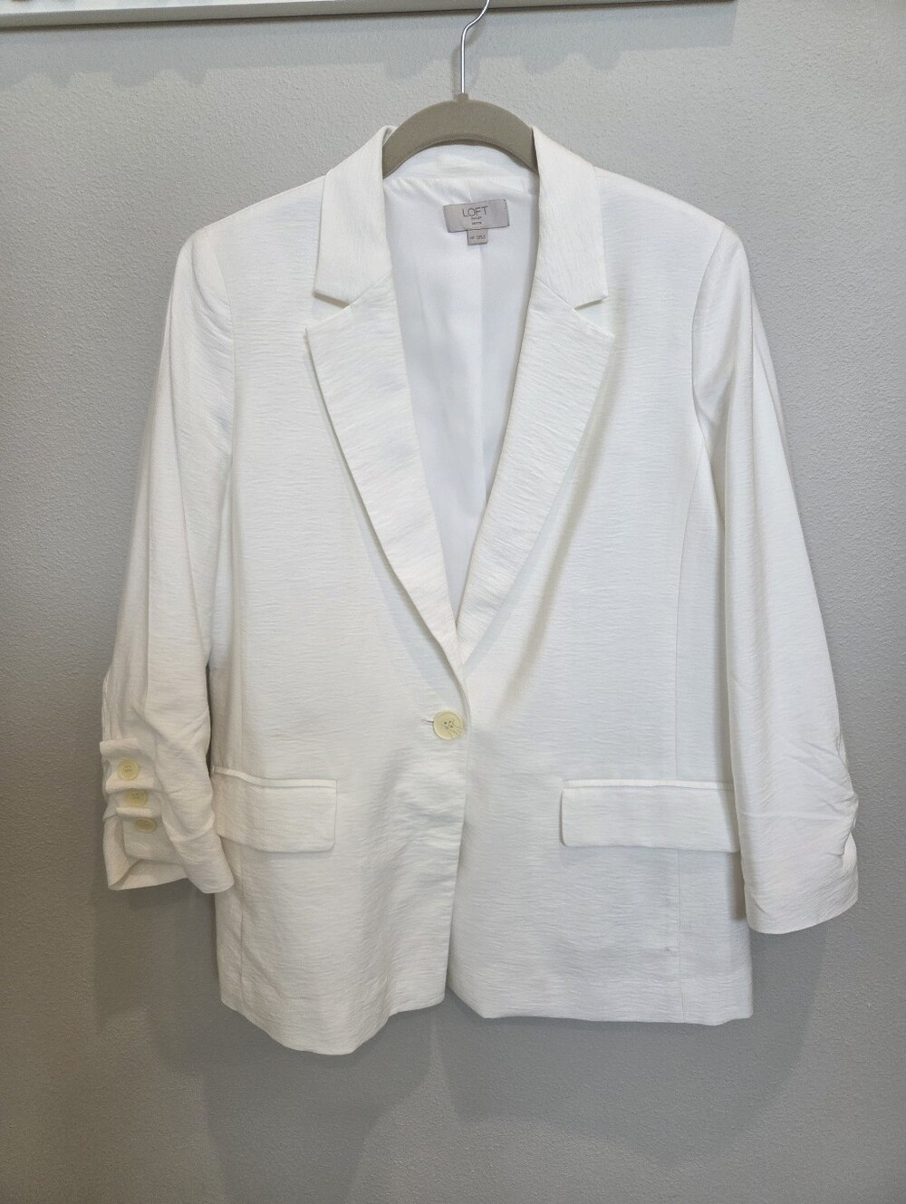 UEC LOFT White Women's Single-Button Notch-Lapel Blazer medium Petite